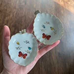Ardalt Lenwile fruit shaped Porcelain Butterfly Trinket Dishes - Set of 2